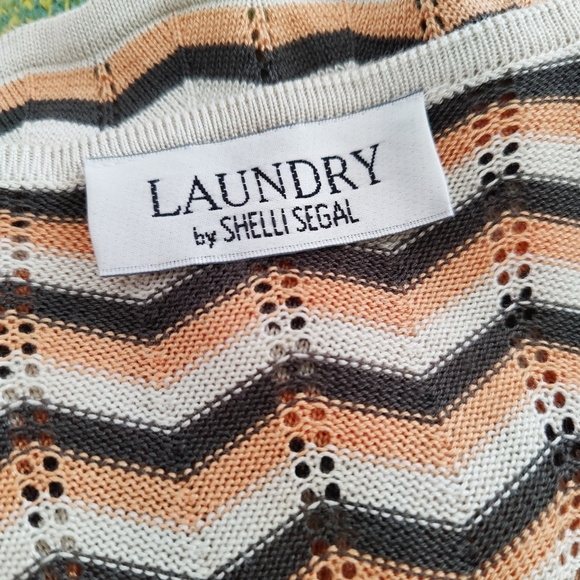 Chevron Print Cardigan • by Laundry • Orange, Gray & White • Fits Small to Med - Picture 5 of 5